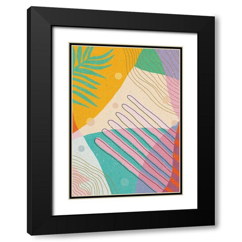 Botanical Disco Black Modern Wood Framed Art Print with Double Matting by Demir, Aylin