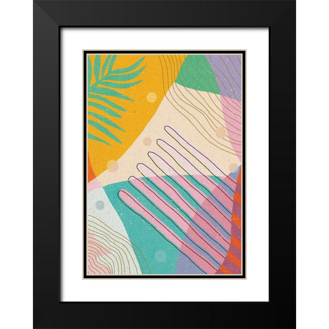 Botanical Disco Black Modern Wood Framed Art Print with Double Matting by Demir, Aylin