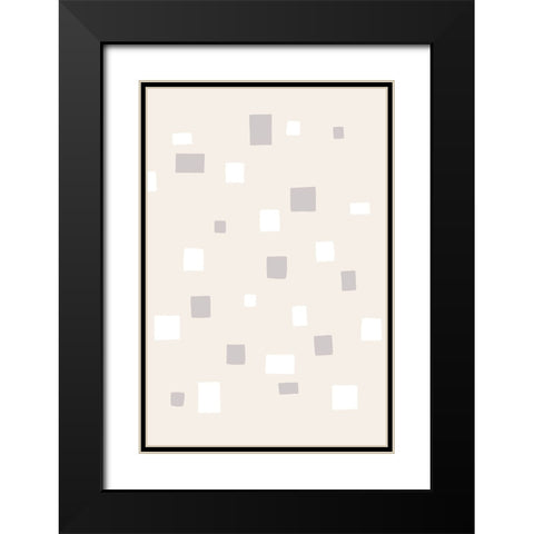Abstract Squares Black Modern Wood Framed Art Print with Double Matting by uplusmestudio