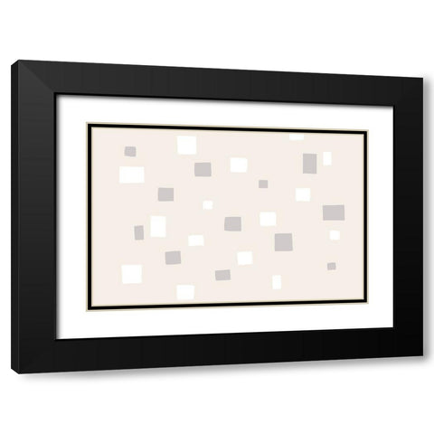 Abstract Squares Black Modern Wood Framed Art Print with Double Matting by uplusmestudio