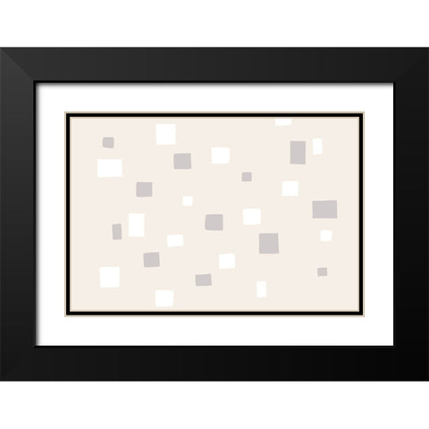 Abstract Squares Black Modern Wood Framed Art Print with Double Matting by uplusmestudio