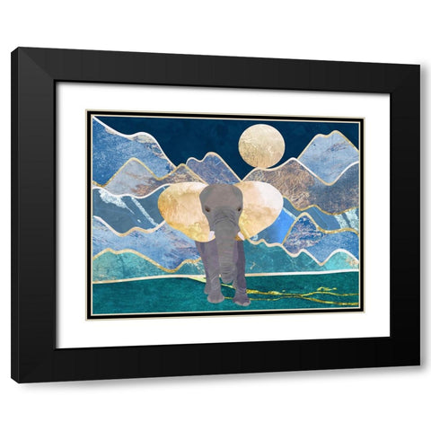 Magestic elephant mountains landscape wall mural Black Modern Wood Framed Art Print with Double Matting by Manovski, Sarah