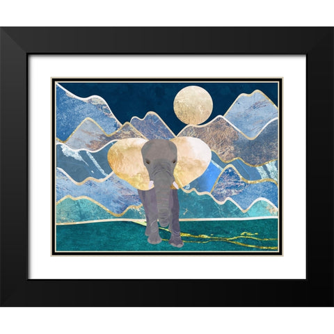 Magestic elephant mountains landscape wall mural Black Modern Wood Framed Art Print with Double Matting by Manovski, Sarah
