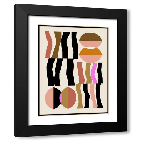 Abstract composition 26 Black Modern Wood Framed Art Print with Double Matting by NKTN