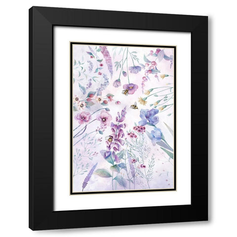 Stunning purple cottage flowers Black Modern Wood Framed Art Print with Double Matting by Thai, Xuan
