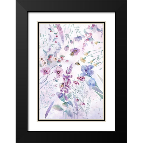 Stunning purple cottage flowers Black Modern Wood Framed Art Print with Double Matting by Thai, Xuan