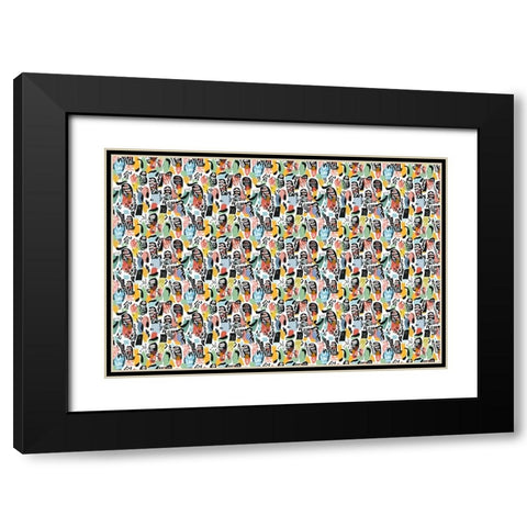 Pattern No 141 Black Modern Wood Framed Art Print with Double Matting by Treechild