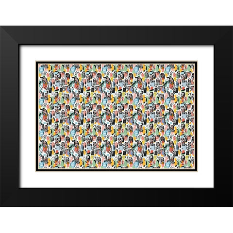 Pattern No 141 Black Modern Wood Framed Art Print with Double Matting by Treechild