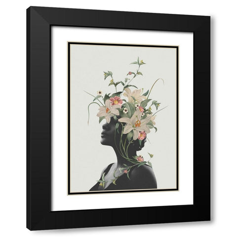 Lily flower Black Modern Wood Framed Art Print with Double Matting by Floral Studio, Frida