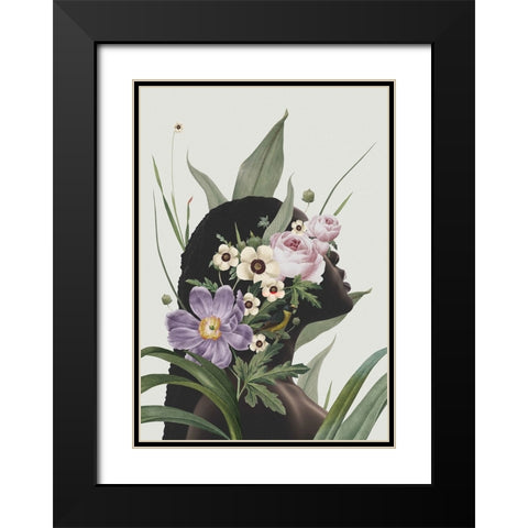 Purple flower Black Modern Wood Framed Art Print with Double Matting by Floral Studio, Frida
