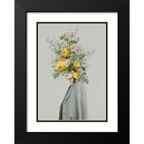 Yellow bouquet Black Modern Wood Framed Art Print with Double Matting by Floral Studio, Frida