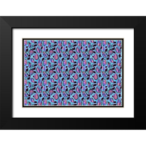 Pattern No 142 Black Modern Wood Framed Art Print with Double Matting by Treechild