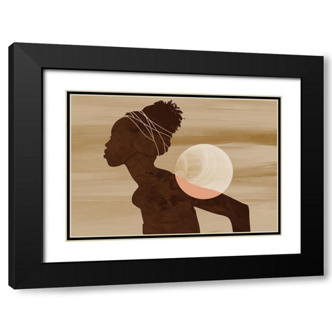 Angolan Moon Black Modern Wood Framed Art Print with Double Matting by Roze, Fadil