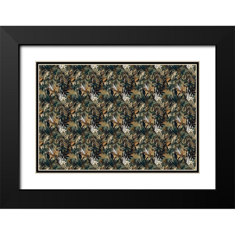Pattern No 145 Black Modern Wood Framed Art Print with Double Matting by Treechild