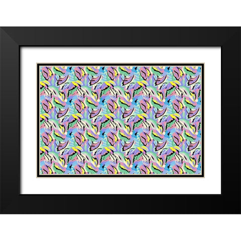 Pattern No 146 Black Modern Wood Framed Art Print with Double Matting by Treechild