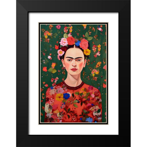 The Love Of Flowers Black Modern Wood Framed Art Print with Double Matting by Treechild