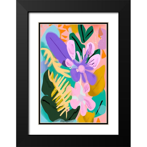 Spring Flowers Black Modern Wood Framed Art Print with Double Matting by Treechild