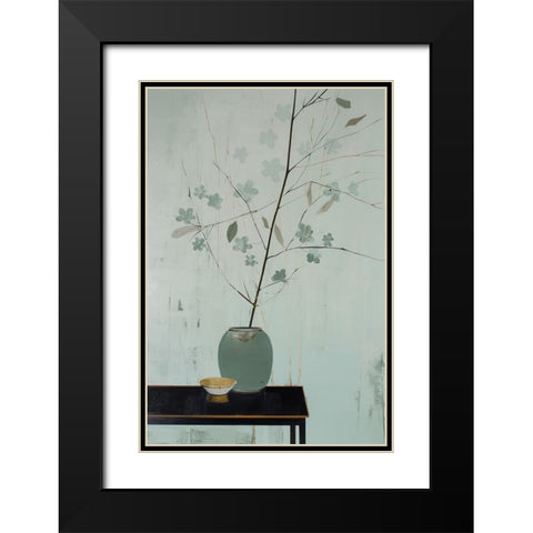 Branch in Vase Black Modern Wood Framed Art Print with Double Matting by Treechild