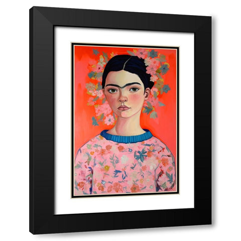 Young Frida Black Modern Wood Framed Art Print with Double Matting by Treechild