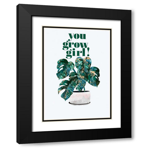 Plant typography quote text 2 Black Modern Wood Framed Art Print with Double Matting by Manovski, Sarah