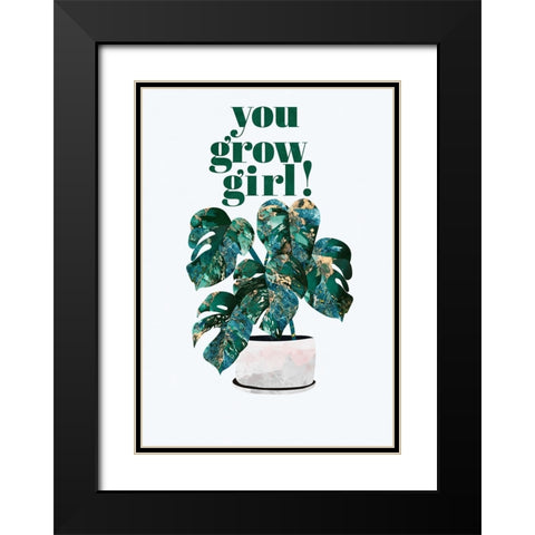 Plant typography quote text 2 Black Modern Wood Framed Art Print with Double Matting by Manovski, Sarah