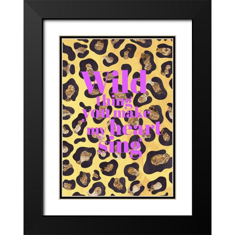 Wild thing typography animal print Black Modern Wood Framed Art Print with Double Matting by Manovski, Sarah