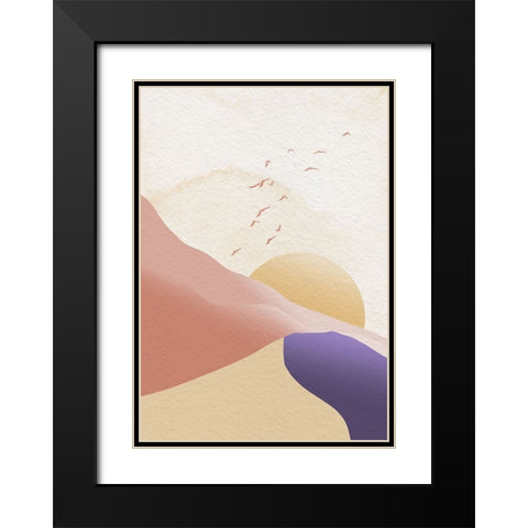 Sunset Mist Black Modern Wood Framed Art Print with Double Matting by Roze, Fadil
