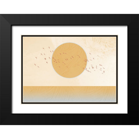 Golden Sun Black Modern Wood Framed Art Print with Double Matting by Roze, Fadil