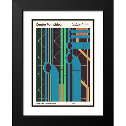 Pompidou Black Modern Wood Framed Art Print with Double Matting by Bodart, Florent