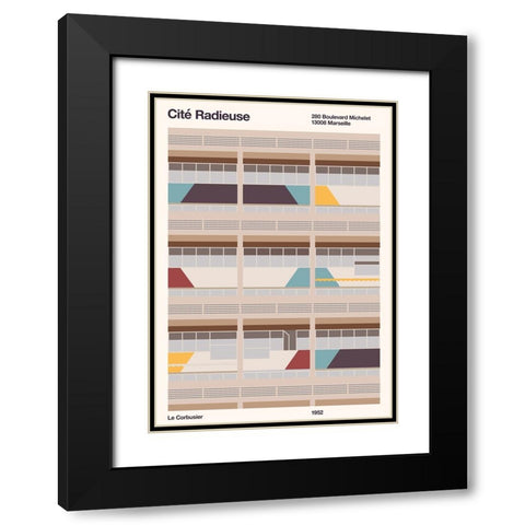 Cite Radieuse Black Modern Wood Framed Art Print with Double Matting by Bodart, Florent