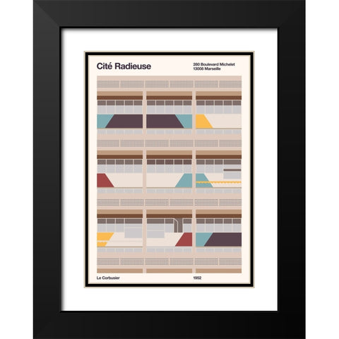 Cite Radieuse Black Modern Wood Framed Art Print with Double Matting by Bodart, Florent