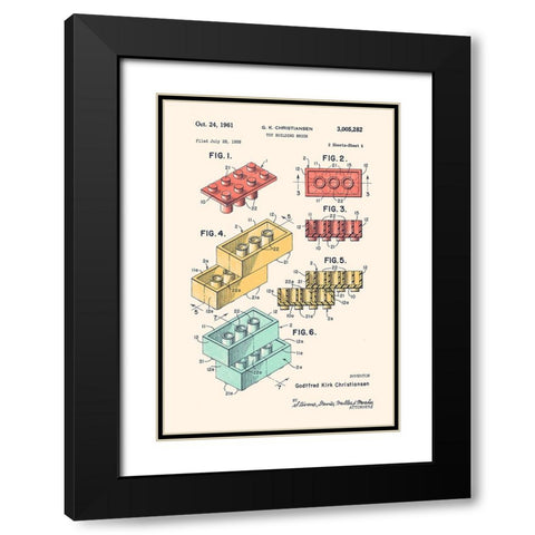 Lego Colors Black Modern Wood Framed Art Print with Double Matting by Bodart, Florent