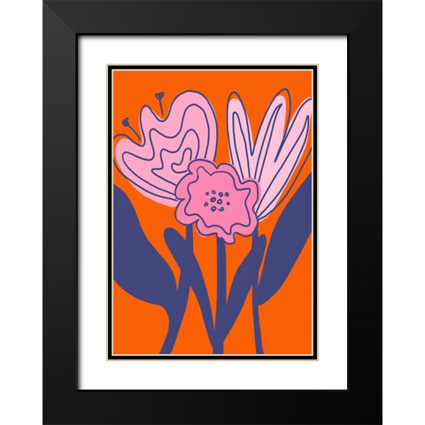 Abstract Flowers Black Modern Wood Framed Art Print with Double Matting by Fritsch, Athene