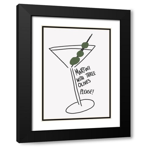 Martini Three Olives Black Modern Wood Framed Art Print with Double Matting by Fritsch, Athene