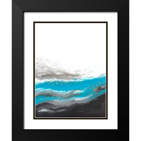 Aqua Wave Black Modern Wood Framed Art Print with Double Matting by Storms, Alyson