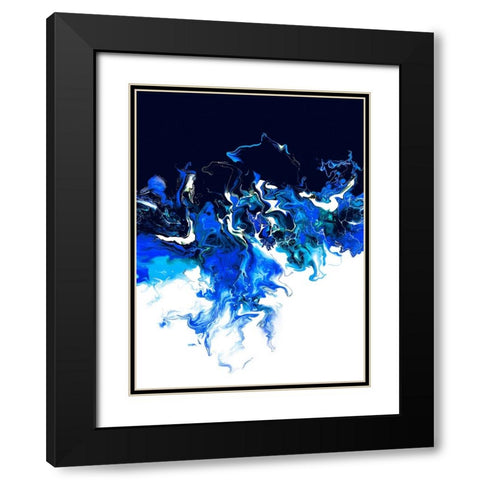 Blue Colorful Wave Black Modern Wood Framed Art Print with Double Matting by Storms, Alyson