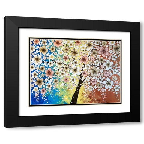 Cherry Blossoms Black Modern Wood Framed Art Print with Double Matting by Storms, Alyson