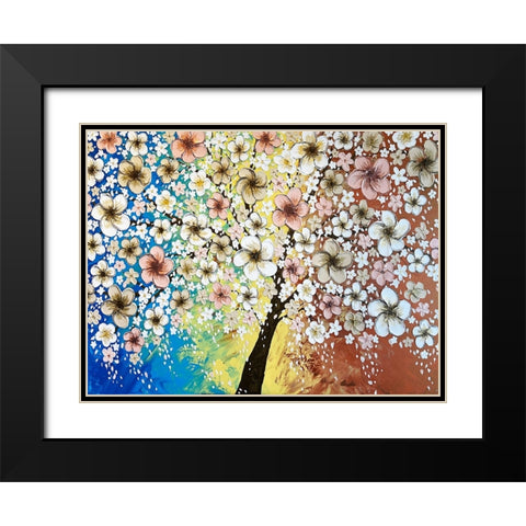 Cherry Blossoms Black Modern Wood Framed Art Print with Double Matting by Storms, Alyson