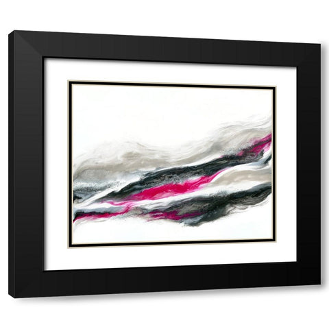 Fuschia and Silver Wave Black Modern Wood Framed Art Print with Double Matting by Storms, Alyson