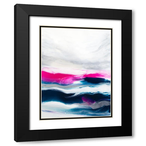 Fuschia Wave Part1 Black Modern Wood Framed Art Print with Double Matting by Storms, Alyson
