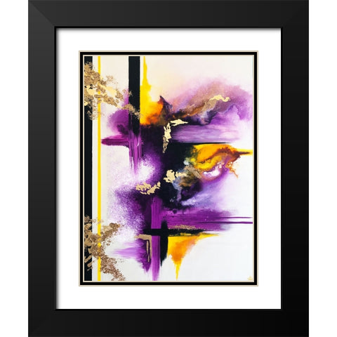 Geometric Purple and Yellow Black Modern Wood Framed Art Print with Double Matting by Storms, Alyson