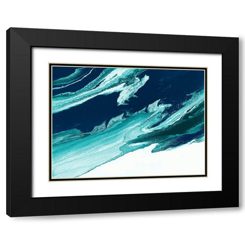 Green and Blue Wave Black Modern Wood Framed Art Print with Double Matting by Storms, Alyson