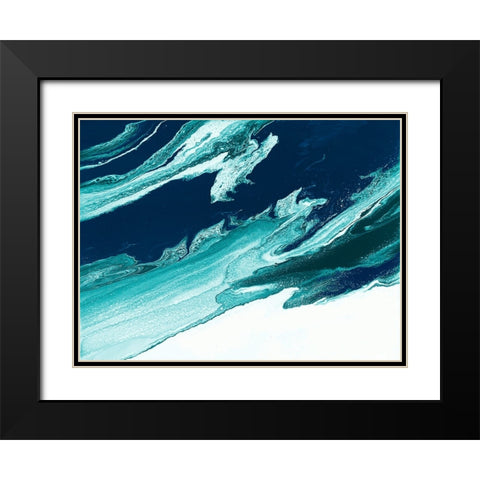 Green and Blue Wave Black Modern Wood Framed Art Print with Double Matting by Storms, Alyson