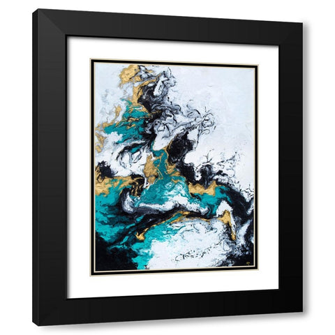 Green and Gold Smoke Black Modern Wood Framed Art Print with Double Matting by Storms, Alyson