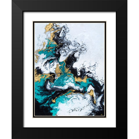 Green and Gold Smoke Black Modern Wood Framed Art Print with Double Matting by Storms, Alyson