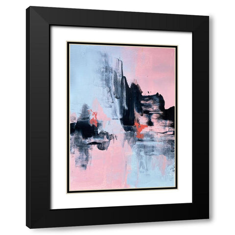Pink and Grey Abstract 1 Black Modern Wood Framed Art Print with Double Matting by Storms, Alyson