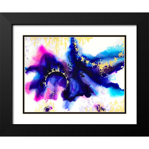 Purple Ink Blot Black Modern Wood Framed Art Print with Double Matting by Storms, Alyson