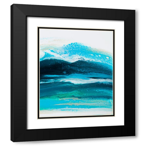 Teal Wave 1 Black Modern Wood Framed Art Print with Double Matting by Storms, Alyson