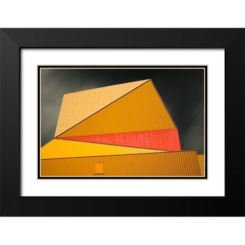 The Yellow Roof Black Modern Wood Framed Art Print with Double Matting by Claes, Gilbert