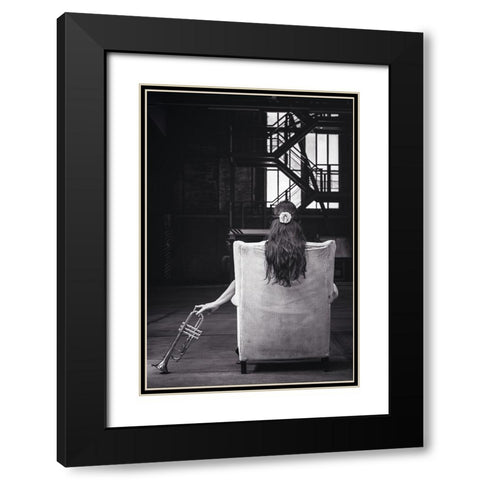 Sentimental Sounds Black Modern Wood Framed Art Print with Double Matting by Alexandru, Padurariu
